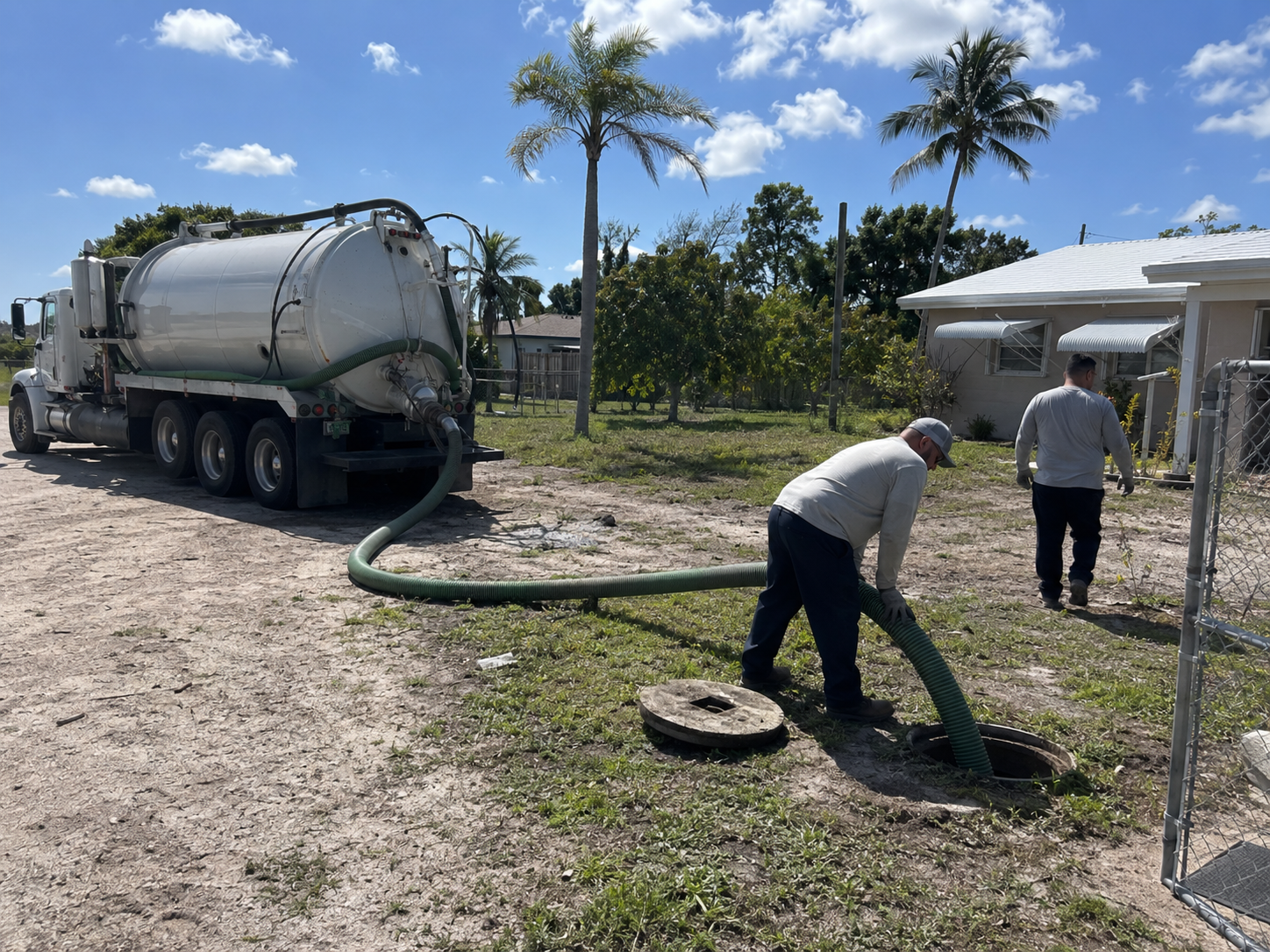 Septic pump truck on site in Orlando